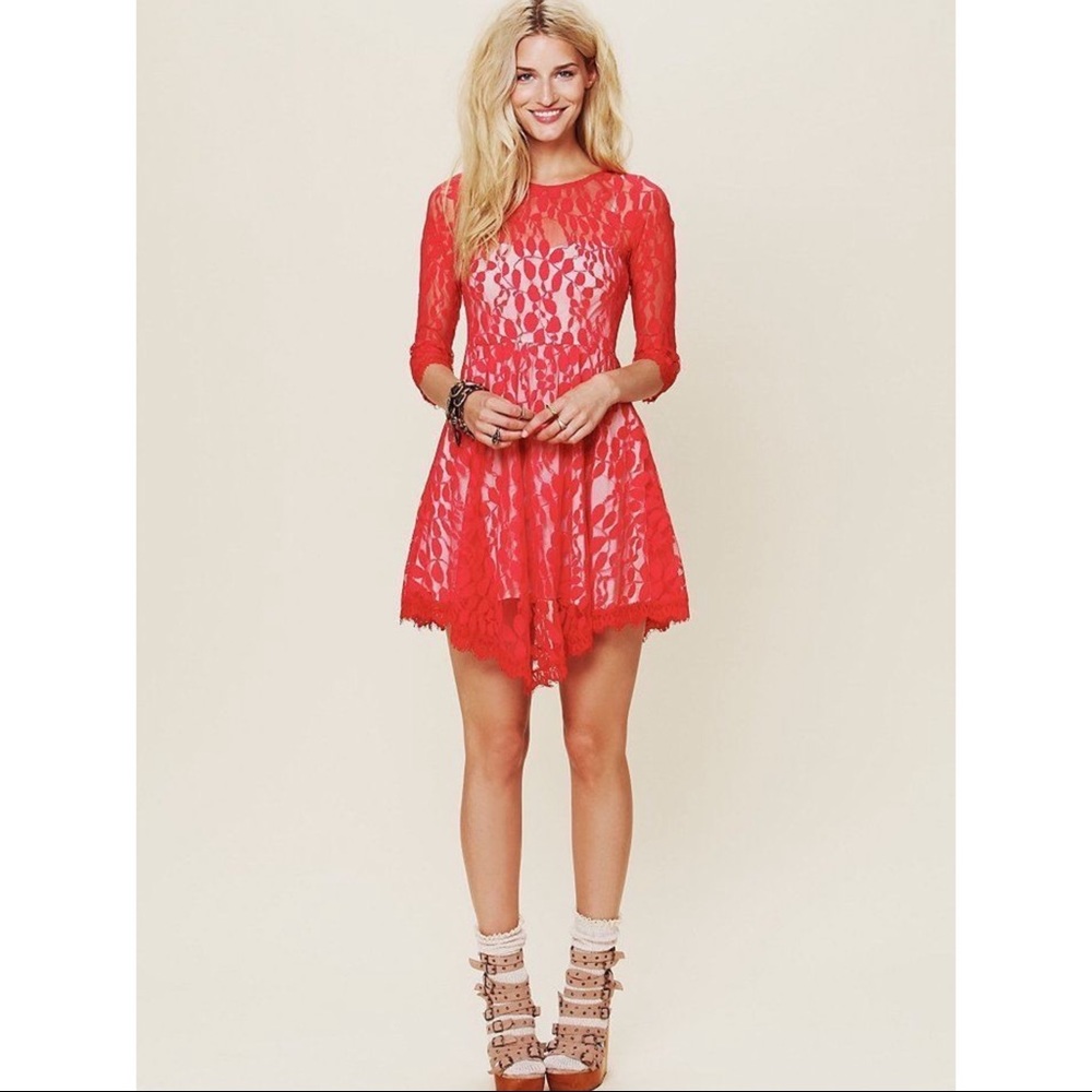 Free People floral mesh lace dress Size 2